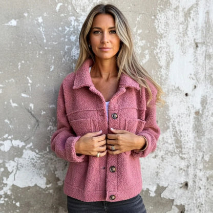 Aria | Teddy Fleece Shacket with Button Detail for Fall