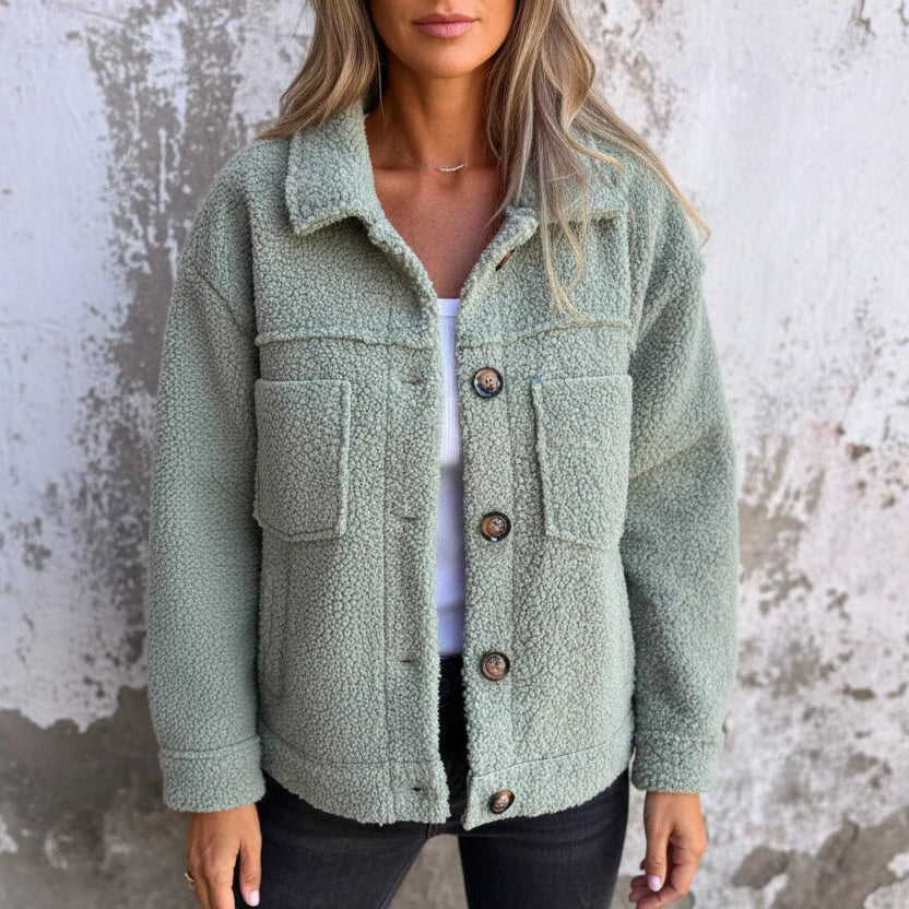 Aria | Teddy Fleece Shacket with Button Detail for Fall
