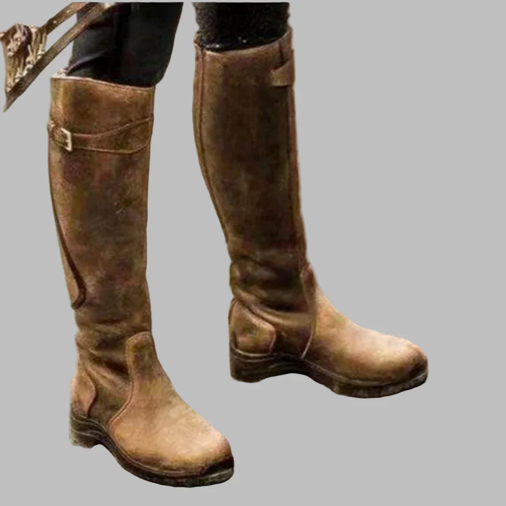 Audrey | Faux Leather Knee-High Riding Boots with Arch Support