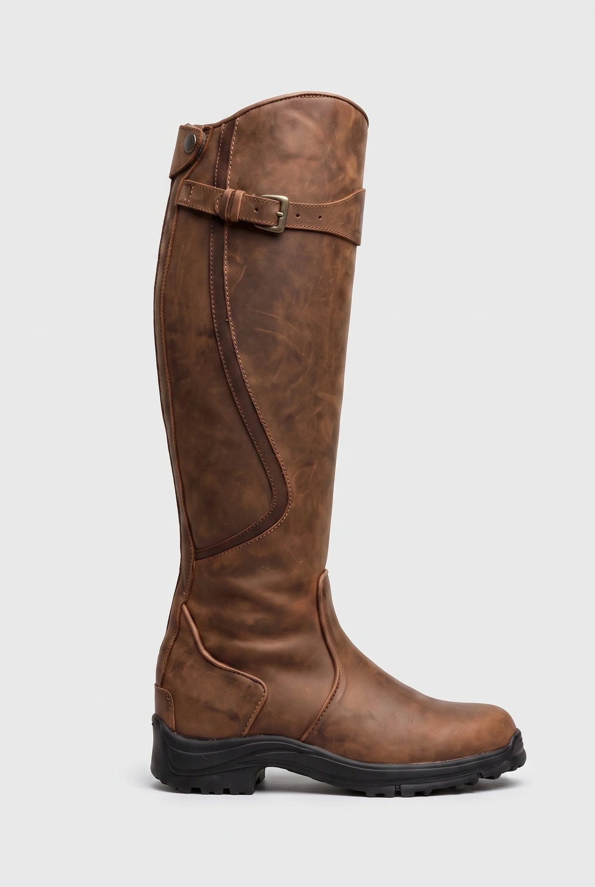 Ava | Waterproof Knee High Boots with Buckle Strap