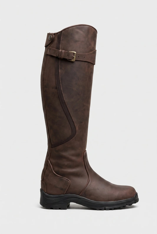 Ava | Waterproof Knee High Boots with Buckle Strap