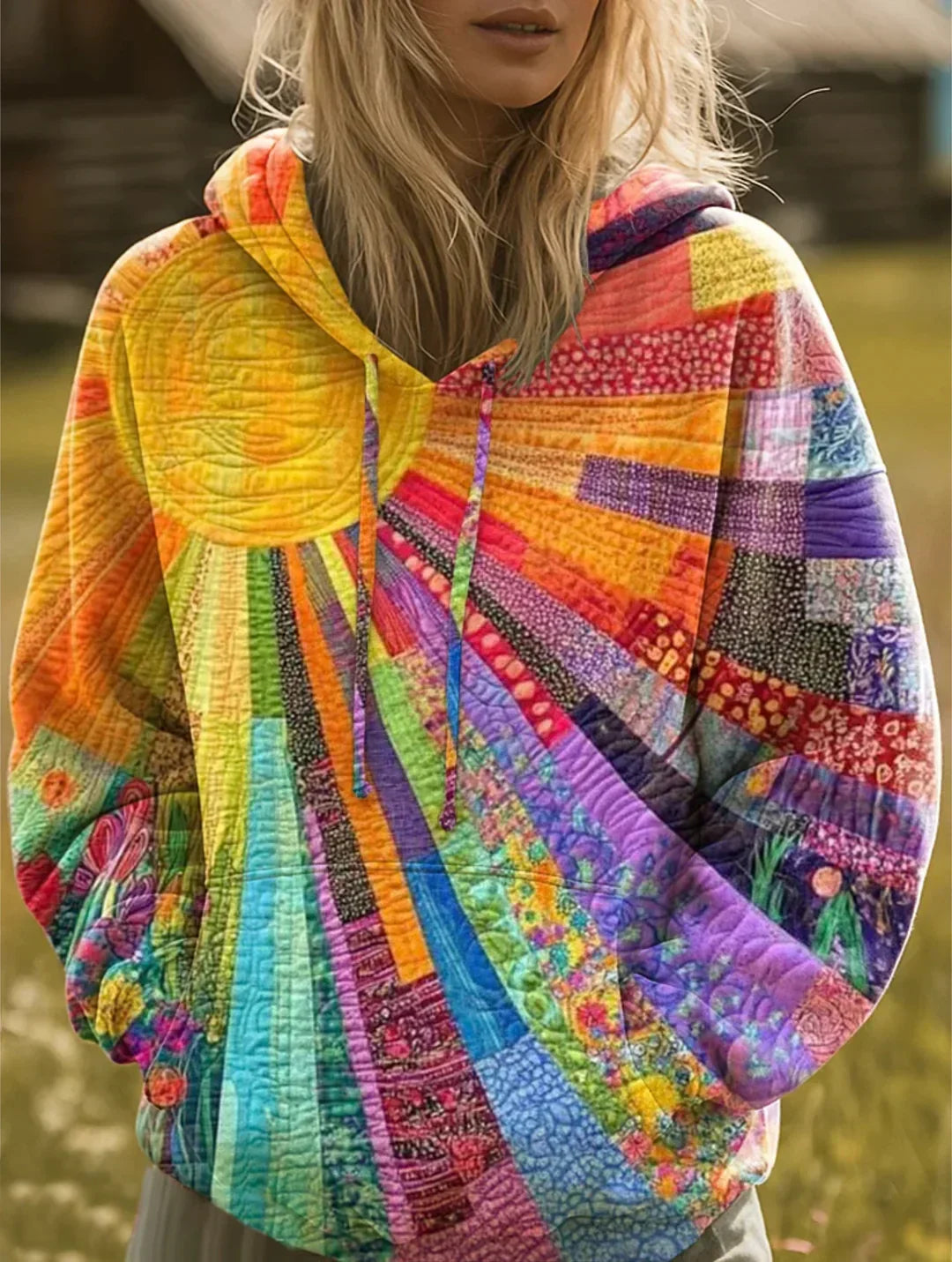 Delilah | Warm Patchwork Bohemian Hoodie