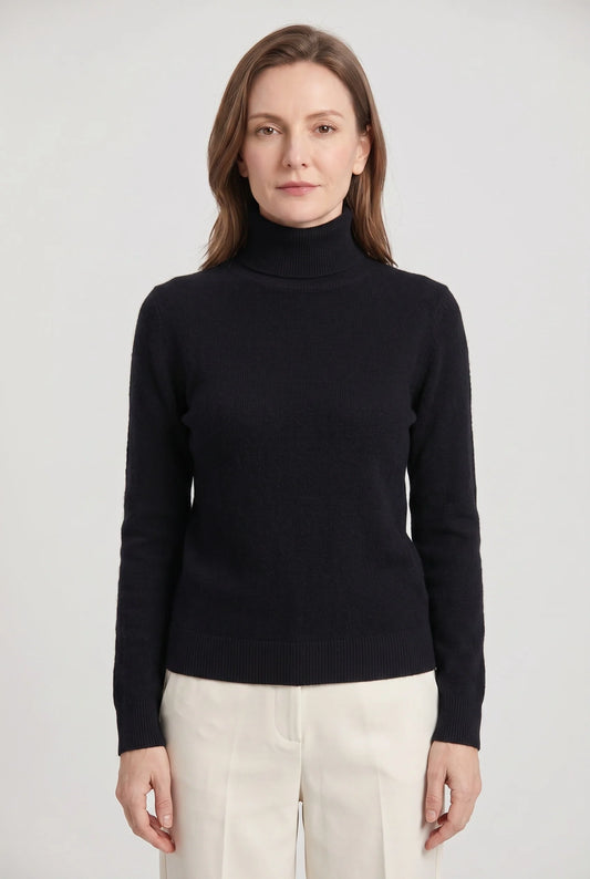 Hailey | Roll Neck Sweater with Ribbed Trims for Fall