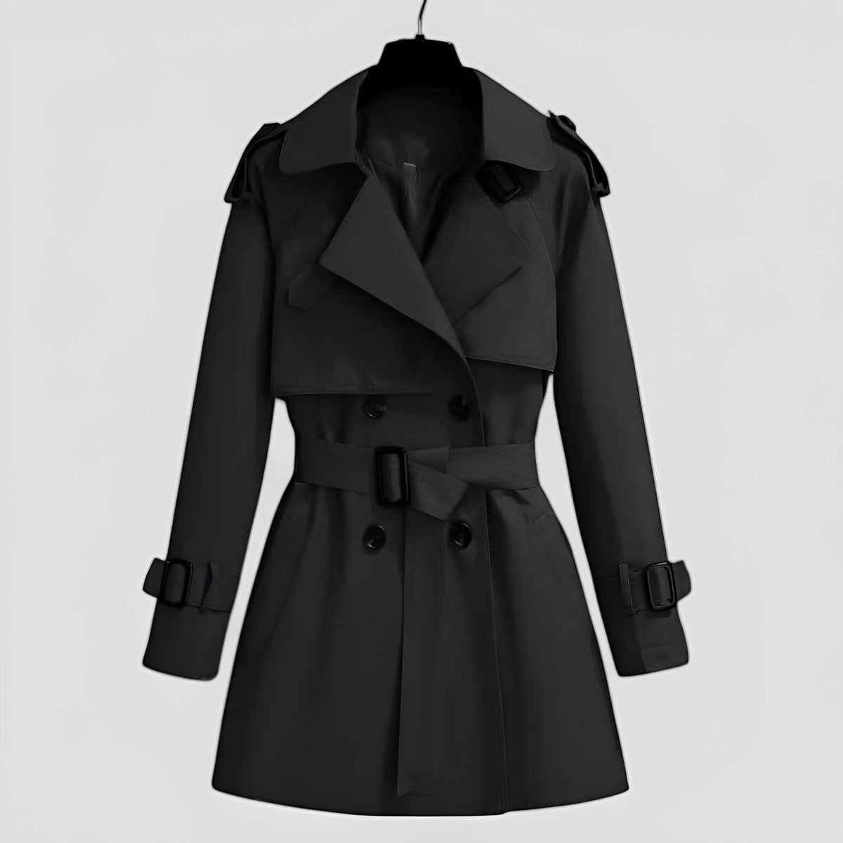 Hazel | Double-Breasted Trench Coat with Belted Waist for Fall