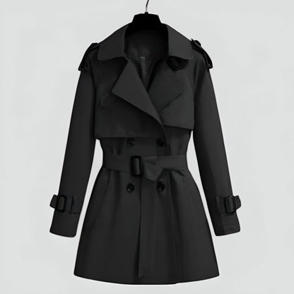 Hazel | Double-Breasted Trench Coat with Belted Waist for Fall