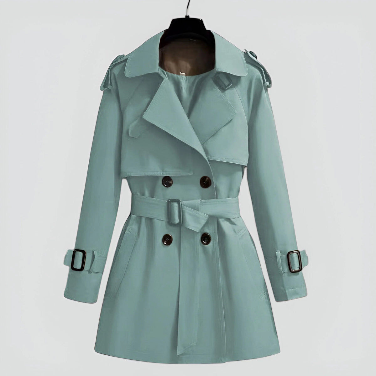 Hazel | Double-Breasted Trench Coat with Belted Waist for Fall
