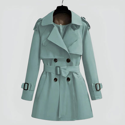 Hazel | Double-Breasted Trench Coat with Belted Waist for Fall