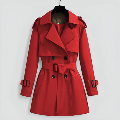 Hazel | Double-Breasted Trench Coat with Belted Waist for Fall