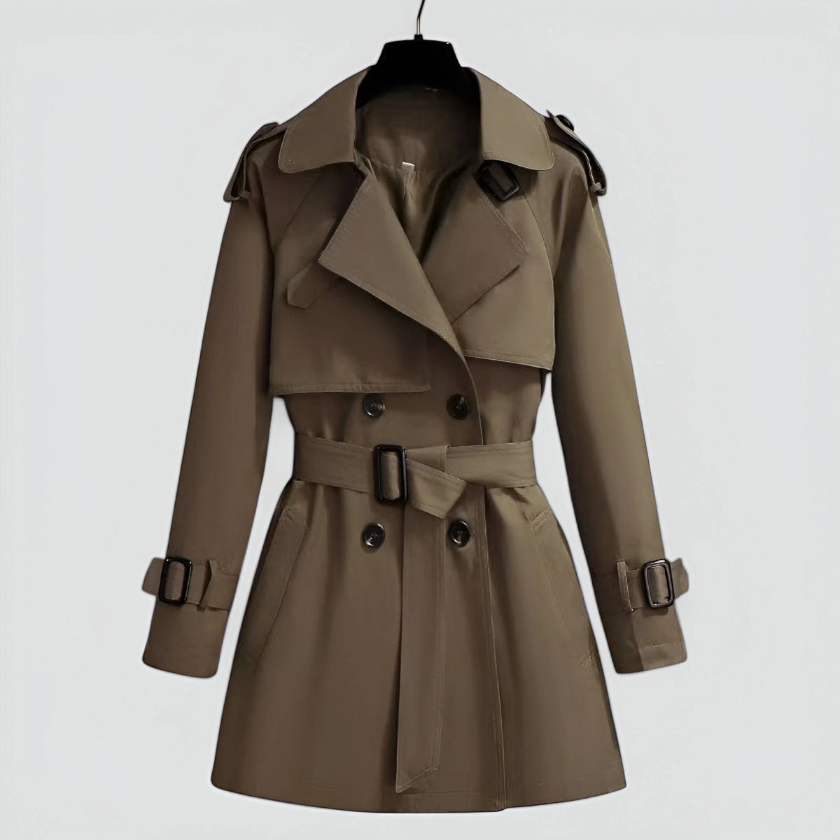 Hazel | Double-Breasted Trench Coat with Belted Waist for Fall