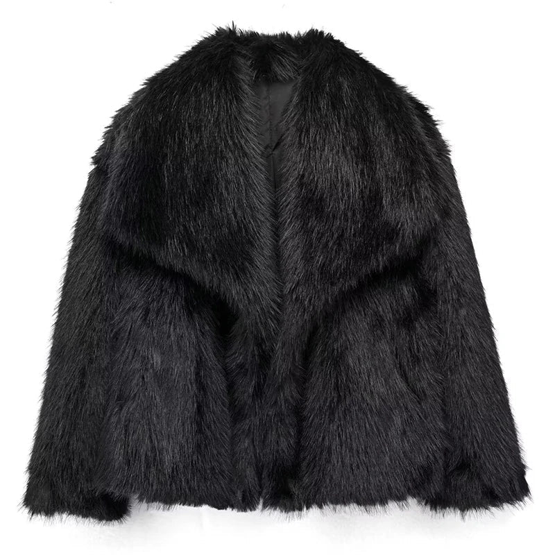 Isabella | Cropped Faux Fur Winter Jacket with Open Front