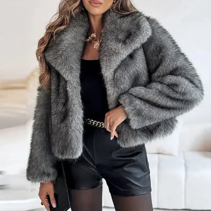 Isabella | Cropped Faux Fur Winter Jacket with Open Front