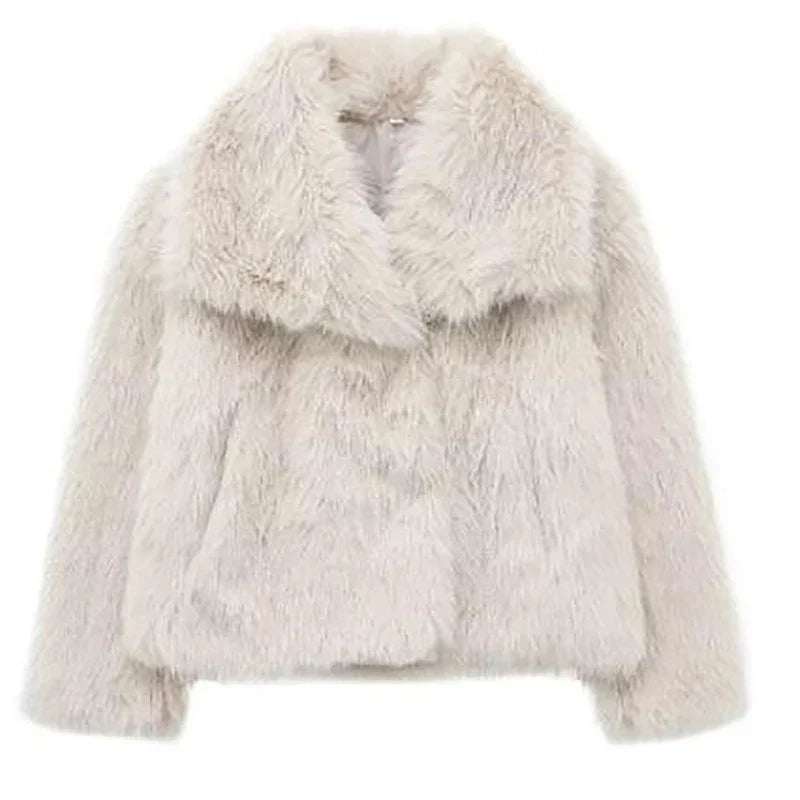 Isabella | Cropped Faux Fur Winter Jacket with Open Front