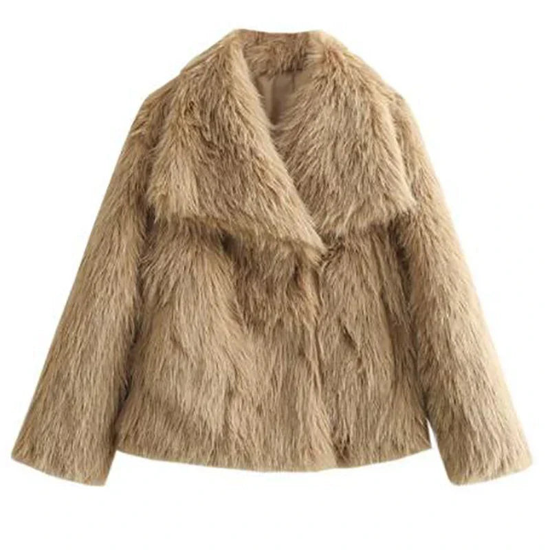 Isabella | Cropped Faux Fur Winter Jacket with Open Front