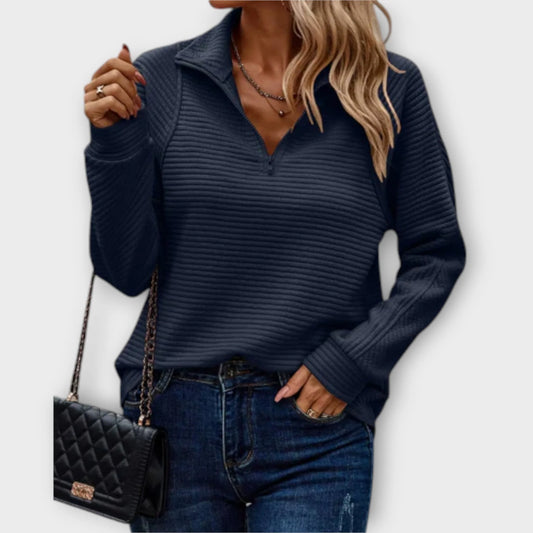 Katherine | Ribbed Quarter-Zip Sweater with Collar