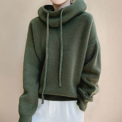 Lauren | Oversized Knit Hoodie Sweater with Drawstring Hood