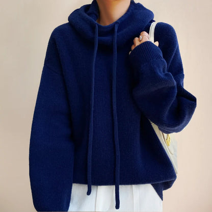 Lauren | Oversized Knit Hoodie Sweater with Drawstring Hood