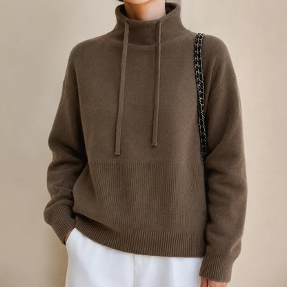 Lauren | Oversized Knit Hoodie Sweater with Drawstring Hood