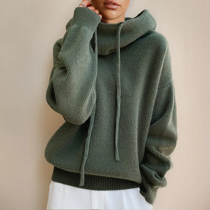Lauren | Oversized Knit Hoodie Sweater with Drawstring Hood