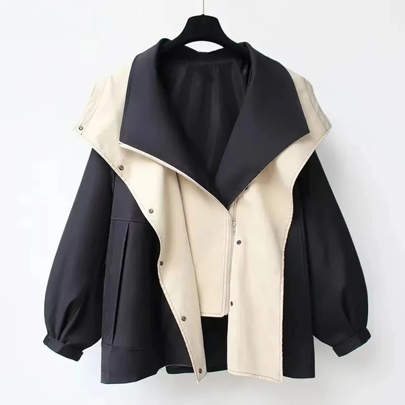 Leah | Oversized Hooded Trench Coat with Drawstring Waist