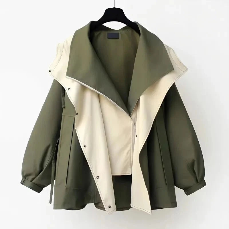 Leah | Oversized Hooded Trench Coat with Drawstring Waist