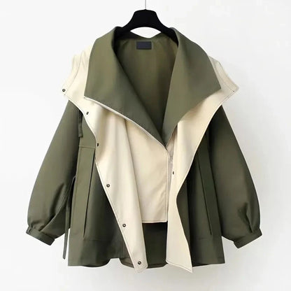 Leah | Oversized Hooded Trench Coat with Drawstring Waist