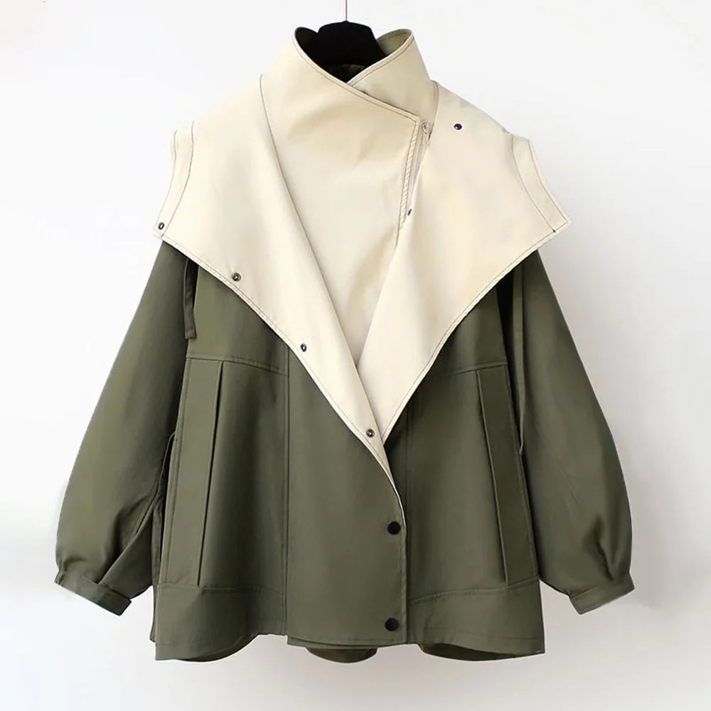 Leah | Oversized Hooded Trench Coat with Drawstring Waist