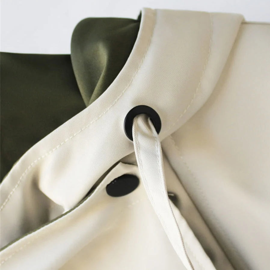 Leah | Oversized Hooded Trench Coat with Drawstring Waist