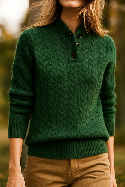 Lillian | Cable-Knit Button-Up Sweater with Stand Collar