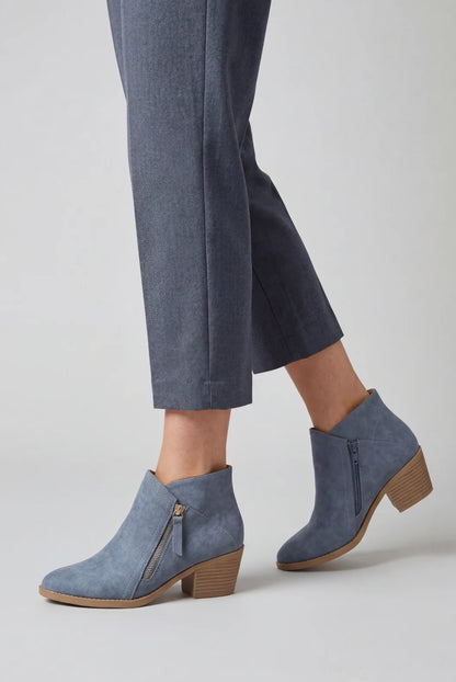 Lily | Block Heel Ankle Boots with Side Zip