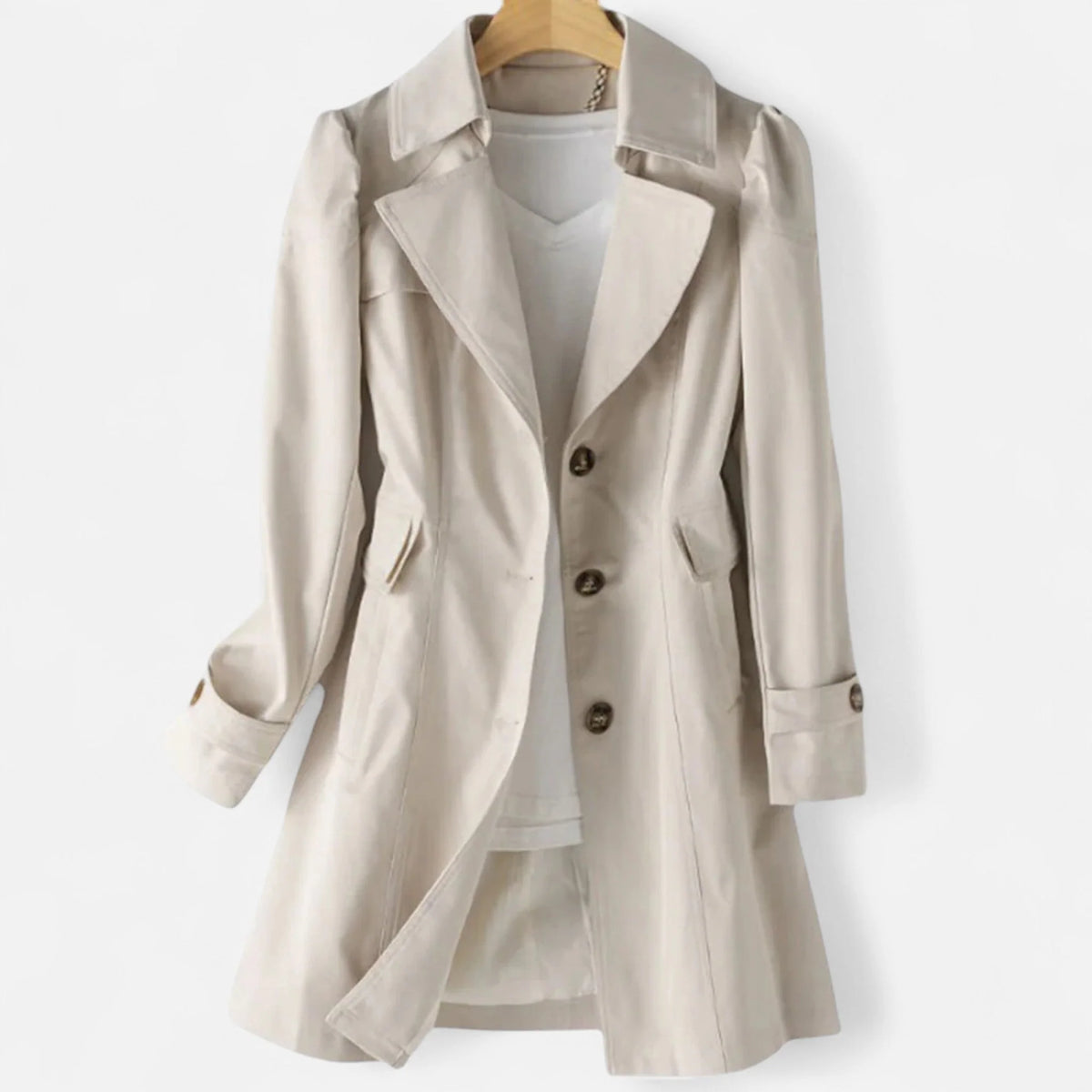 Natalie | Trench Coat with Lapel Collar and Button Front