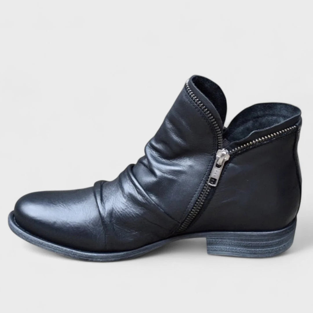 Nicole | Ruched Ankle Boots with Side Zip