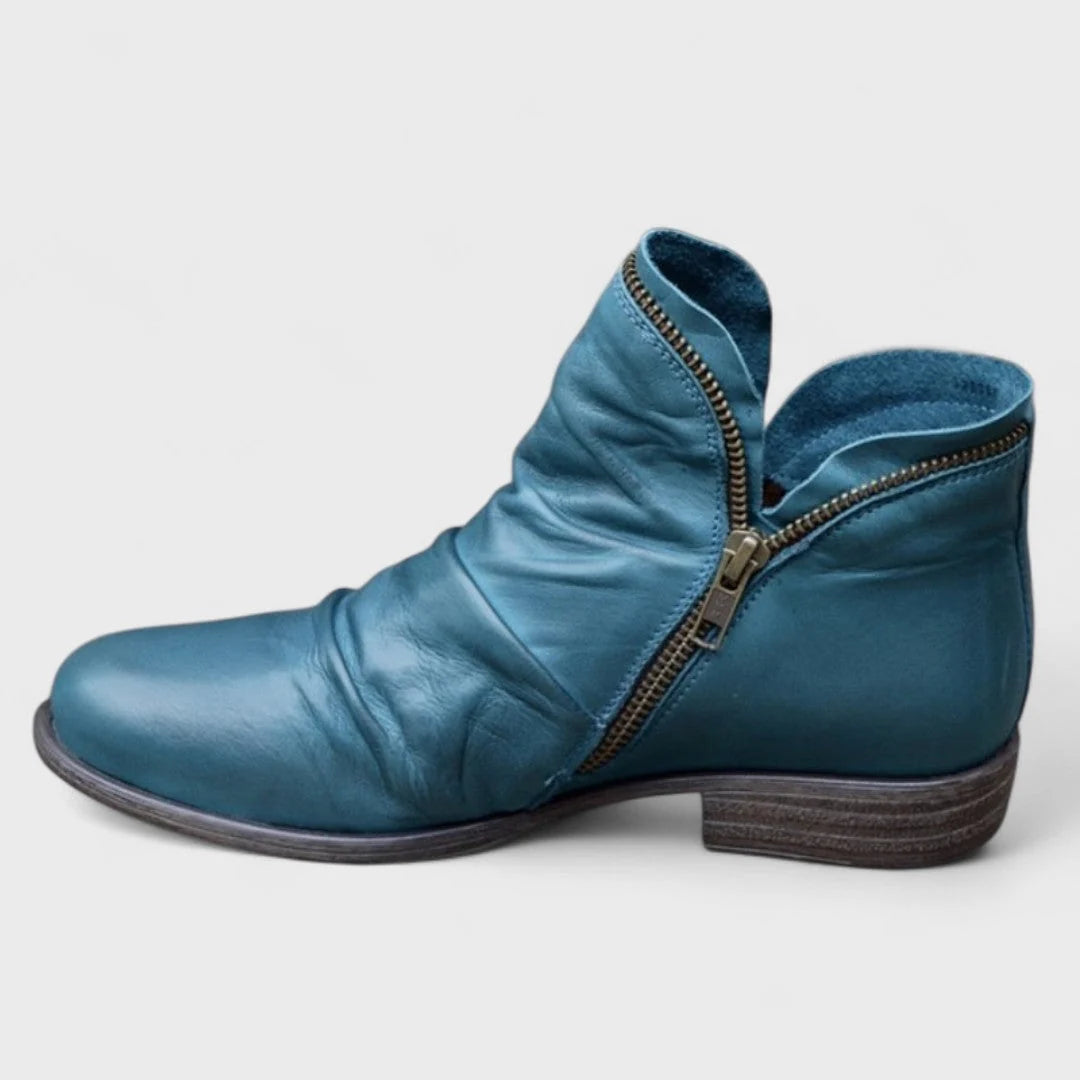 Nicole | Ruched Ankle Boots with Side Zip
