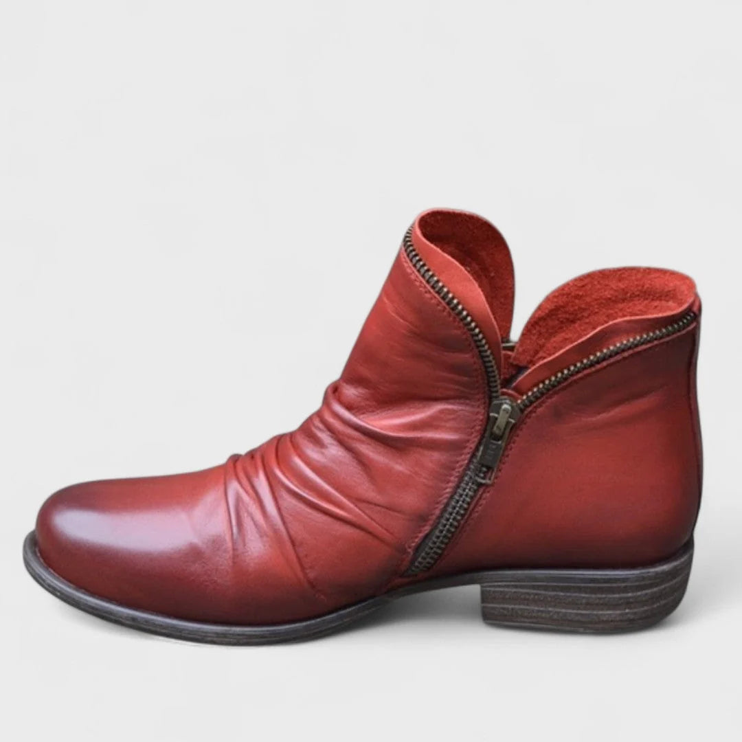 Nicole | Ruched Ankle Boots with Side Zip