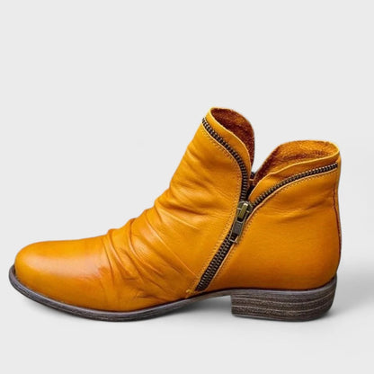 Nicole | Ruched Ankle Boots with Side Zip