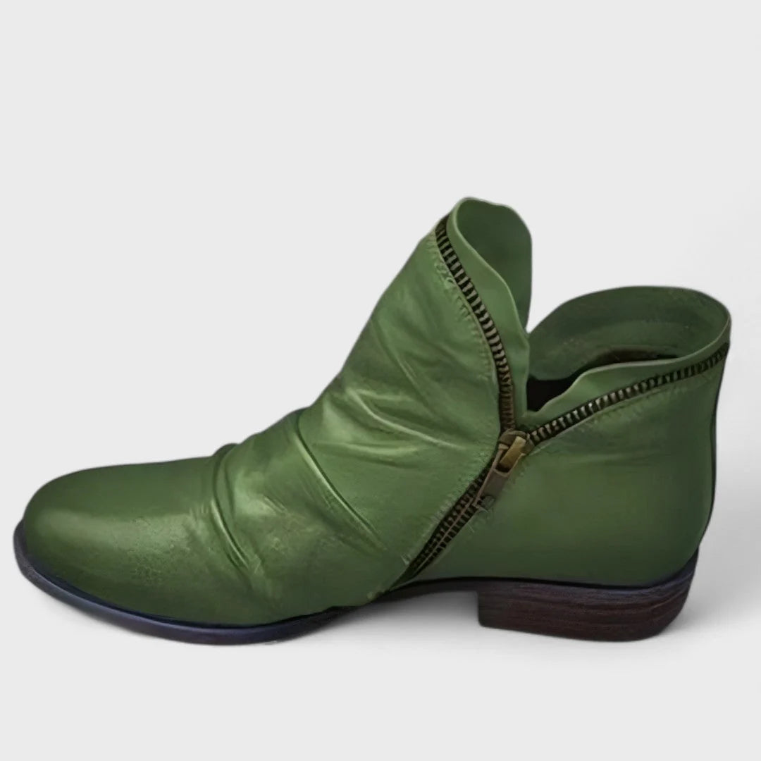 Nicole | Ruched Ankle Boots with Side Zip