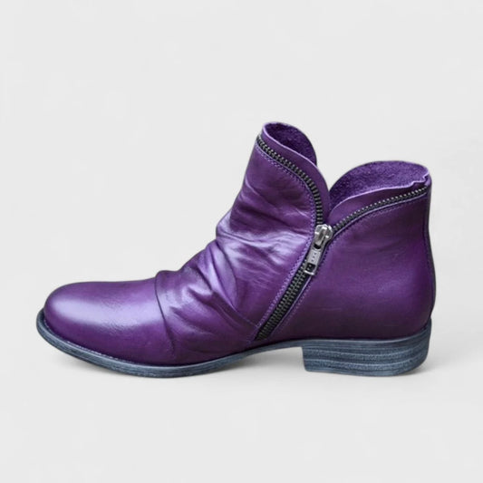 Nicole | Ruched Ankle Boots with Side Zip