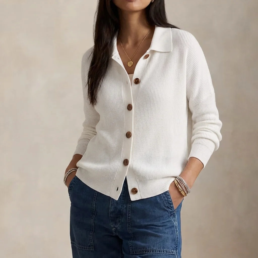 Olivia | Collared Knit Cardigan for Everyday Layering