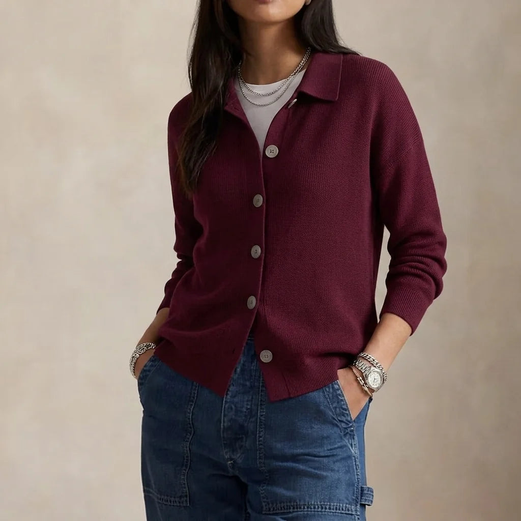 Olivia | Collared Knit Cardigan for Everyday Layering
