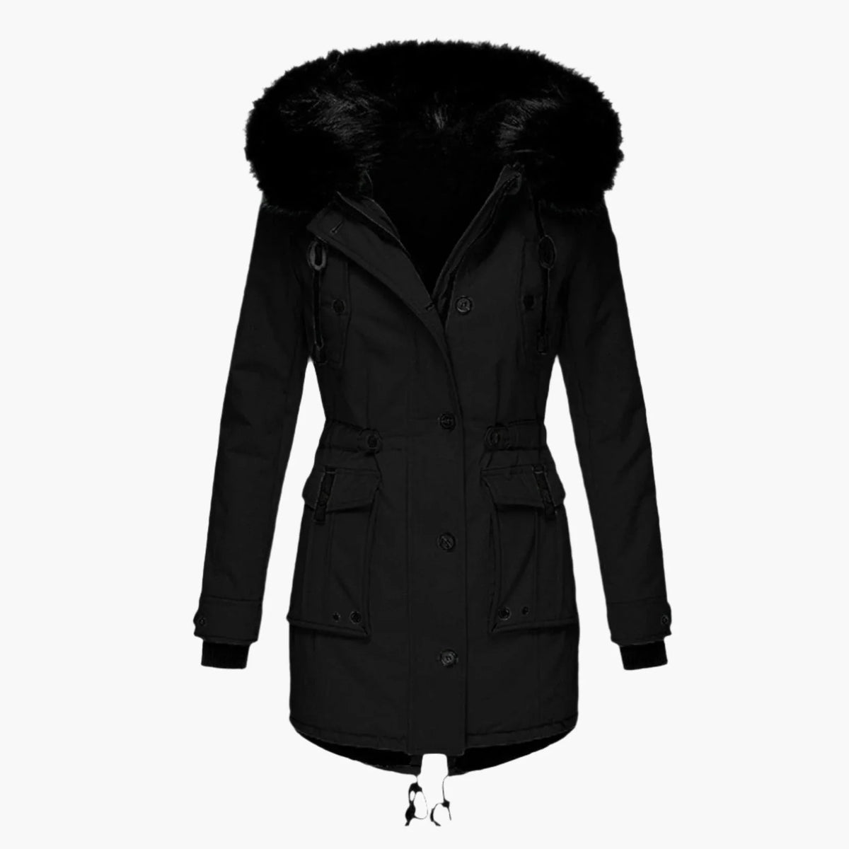 Paisley | Faux Fur Hood Parka Coat with Adjustable Waist for Winter