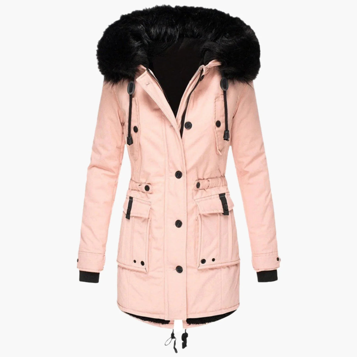 Paisley | Faux Fur Hood Parka Coat with Adjustable Waist for Winter