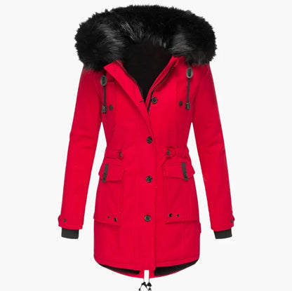 Paisley | Faux Fur Hood Parka Coat with Adjustable Waist for Winter