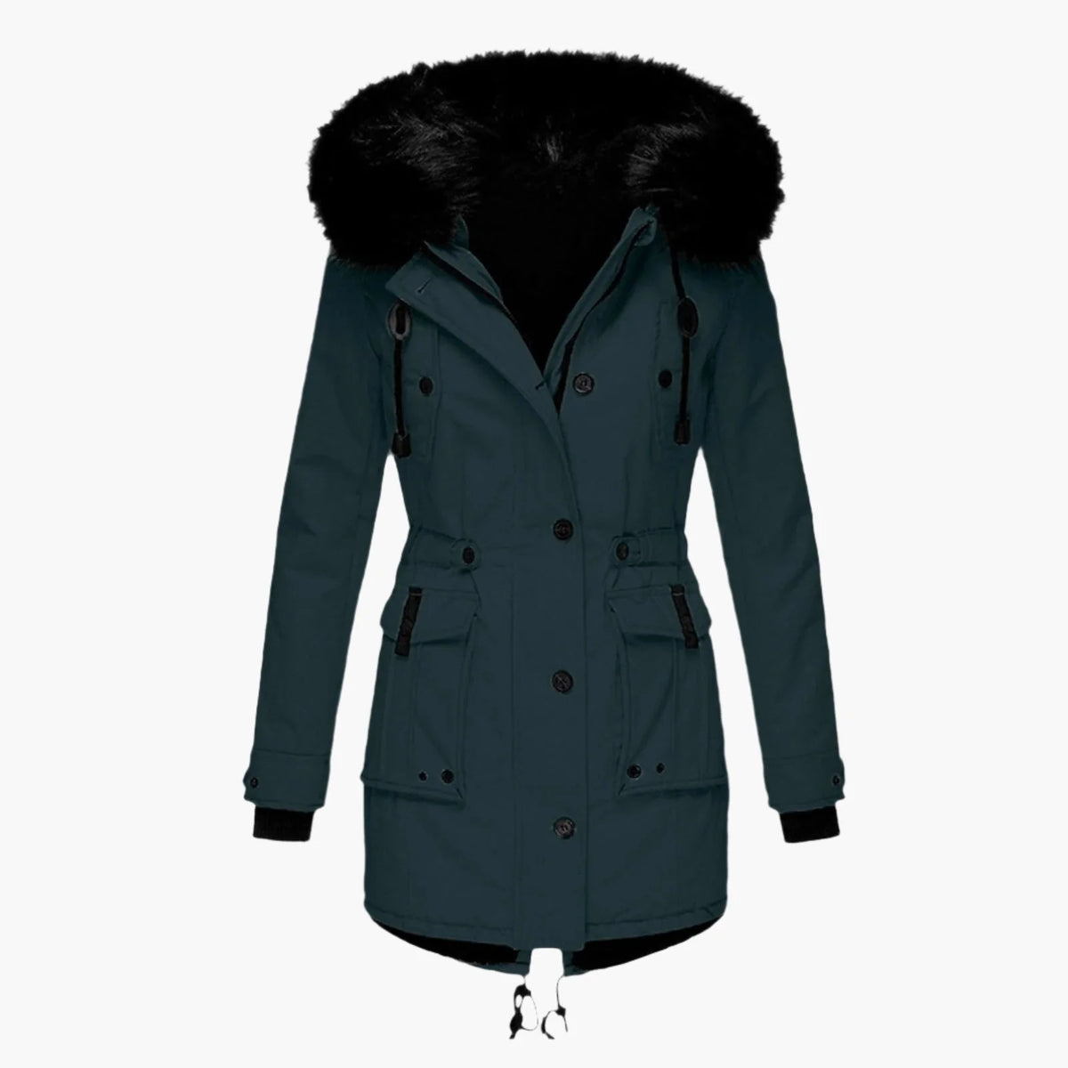Paisley | Faux Fur Hood Parka Coat with Adjustable Waist for Winter