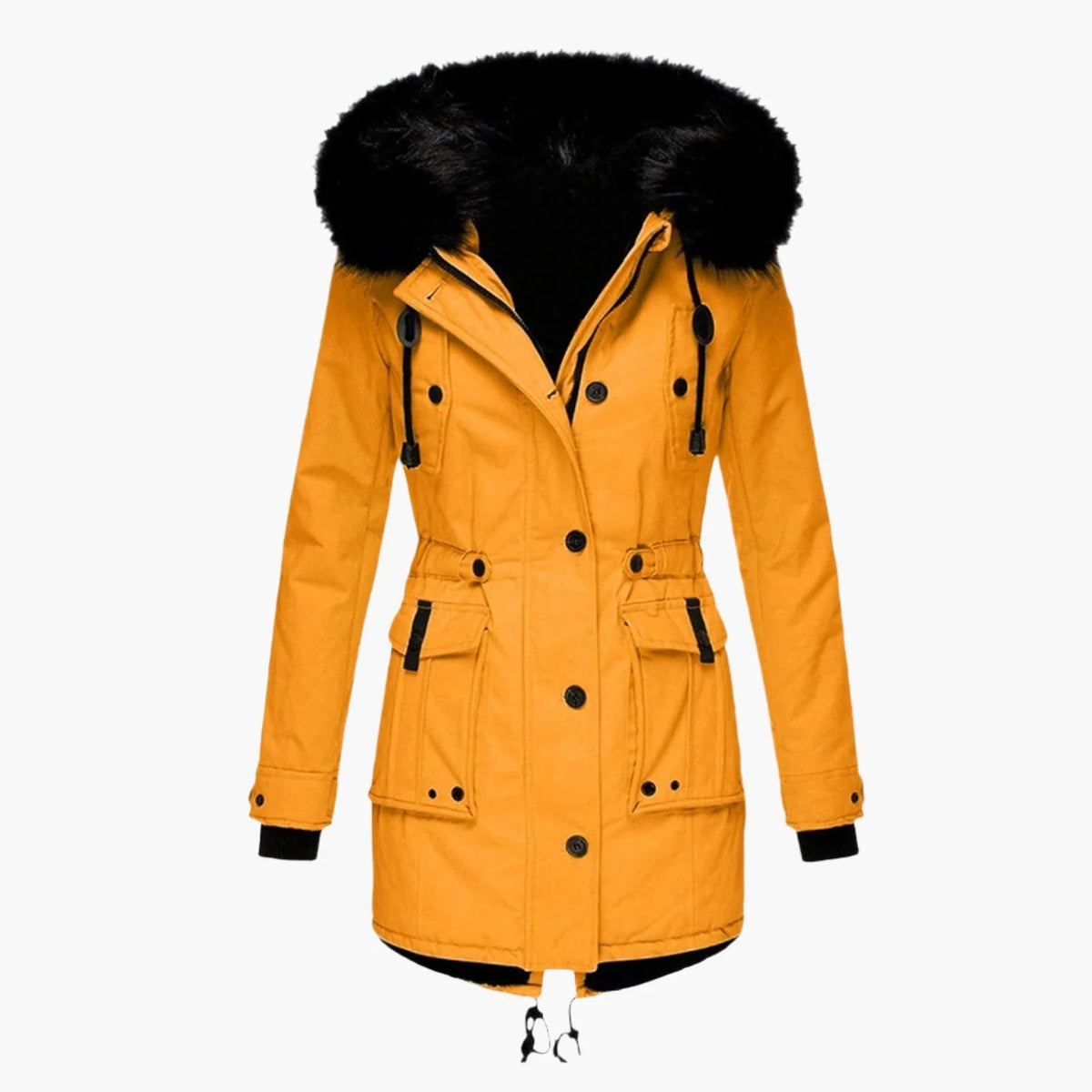 Paisley | Faux Fur Hood Parka Coat with Adjustable Waist for Winter
