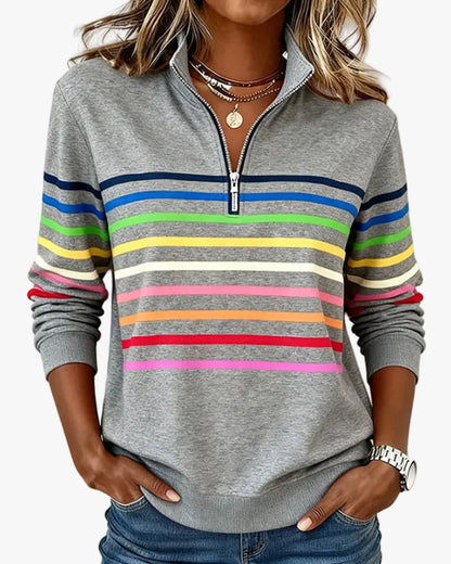 Piper | Cozy Striped Knit Quarter-Zip Sweater