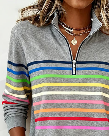 Piper | Cozy Striped Knit Quarter-Zip Sweater