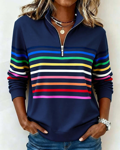 Piper | Cozy Striped Knit Quarter-Zip Sweater
