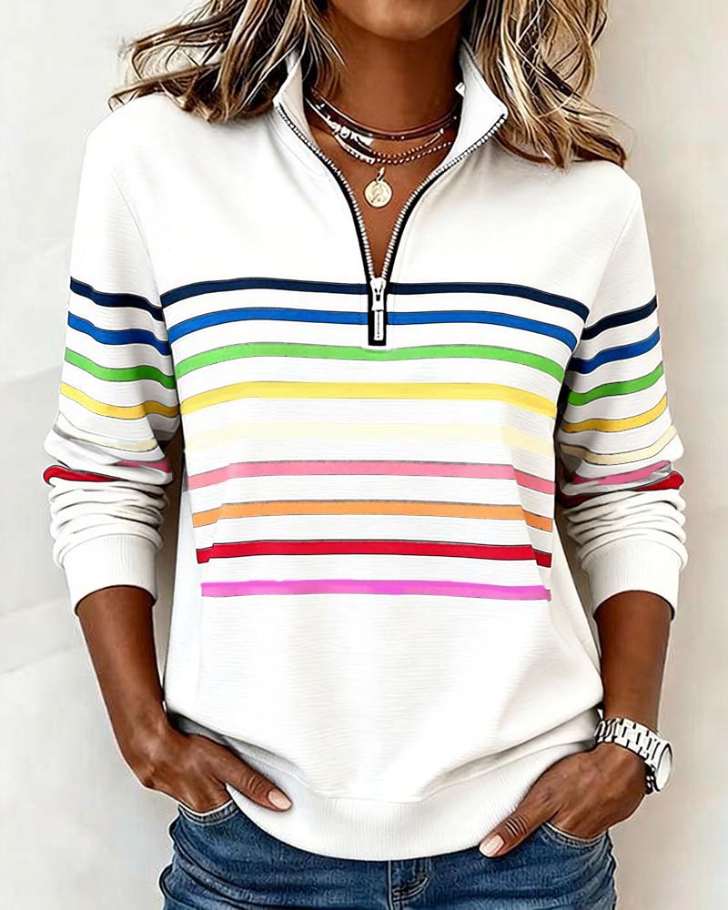 Piper | Cozy Striped Knit Quarter-Zip Sweater