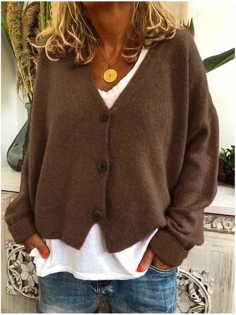 Rachel | Relaxed Fit Knit Cardigan with V-Neck Button Front