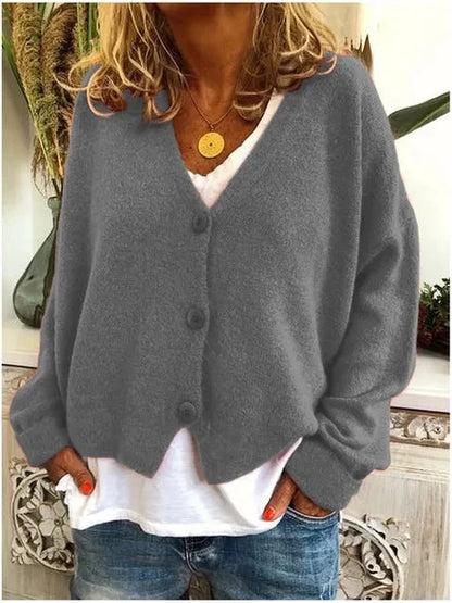 Rachel | Relaxed Fit Knit Cardigan with V-Neck Button Front