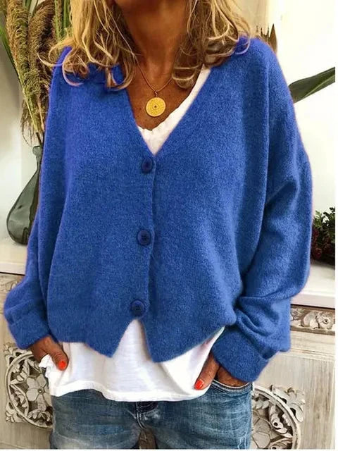 Rachel | Relaxed Fit Knit Cardigan with V-Neck Button Front